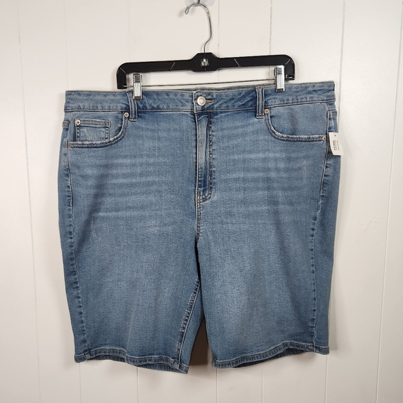 Penningtons Bermuda Jean Shorts Denim High Rise Size 22 New NWT Stretch Light - Picture 3 of 11